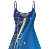 Robe décontractée à motif géométrique ombré, bretelles spaghetti, col en V, coupe trapèze, mini-robe débardeur de vacances - Bleu S | US 4