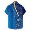 Casual Couple Outfit Ombre Geometric Pattern Spaghetti Strap V Neck A Line Mini Tank Dress and Roll Up Sleeve Shirt Matching Outfit - Bleu S | US 4