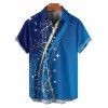 Casual Couple Outfit Ombre Geometric Pattern Spaghetti Strap V Neck A Line Mini Tank Dress and Roll Up Sleeve Shirt Matching Outfit - Bleu S | US 4