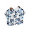 Chemise hawaïenne à motif de feuilles pour homme, chemise de vacances boutonnée à manches courtes et retroussées - Blanc 5XL