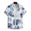 Chemise hawaïenne à motif de feuilles pour homme, chemise de vacances boutonnée à manches courtes et retroussées - Blanc 5XL