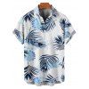 Vacation Couple Outfit Leaf Pattern Ruched Bust Sweetheart Neck Belt A Line Mini Dress and Roll Up Sleeve Shirt Matching Outfit - Blanc S | US 4