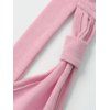 Robe de vacances décontractée à col en V et motif floral et feuilles contrastées, taille haute, coupe trapèze, ceinture - Rose clair XXL | US 14
