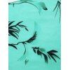 Robe de vacances décontractée à col en V et motif floral et feuilles contrastées, taille haute, coupe trapèze, ceinture - Vert clair XXL | US 14