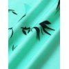 Robe de vacances décontractée à col en V et motif floral et feuilles contrastées, taille haute, coupe trapèze, ceinture - Vert clair XXL | US 14