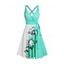 Robe Ligne A Décontractée Ceinturée Superposée en Couleur Contrastée à Taille Haute - Bleu clair L | US 8-10
