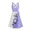 Robe Ligne A Décontractée Ceinturée Superposée en Couleur Contrastée à Taille Haute - Bleu clair L | US 8-10