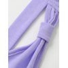 Robe de vacances décontractée à col en V et motif floral et feuilles contrastées, taille haute, coupe trapèze, ceinture - Violet clair XXL | US 14