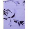 Vacation Couple Outfit Floral Leaf Pattern Contrast Color Surplice A Line Belt Dress and Roll Up Sleeve Shirt Casual Matching Outfit - Violet clair S | US 4
