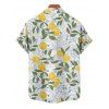 Vacation Couple Outfit Allover Floral Lemon Leaf Pattern Spaghetti Strap A Line Mini Tank Dress and Roll Up Sleeve Shirt Matching Outfit - Vert S | US 4