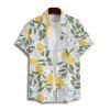 Vacation Couple Outfit Allover Floral Lemon Leaf Pattern Spaghetti Strap A Line Mini Tank Dress and Roll Up Sleeve Shirt Matching Outfit - Vert S | US 4
