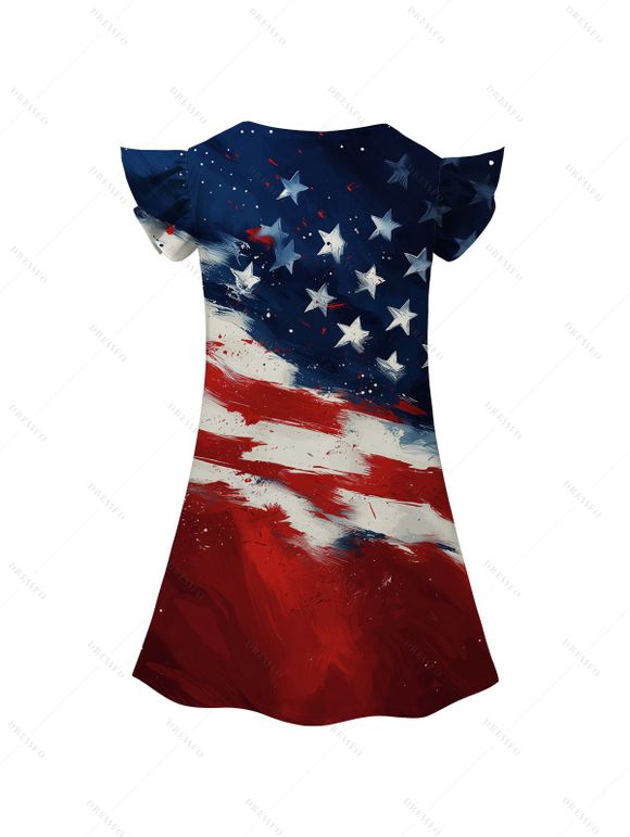 Independence Day Family Outfit American Flag Pattern Spaghetti Strap Dress and Girl Dress Roll Up Sleeve Shirt Drawstring Shorts Patriotic Outfit - multicolor S | US 4