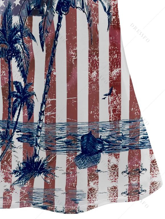 Girls Dress American Flag Pattern Independence Day Dress Star Striped Print Short Flutter Sleeve Mini Patriotic Kid Dress - multicolor A 160