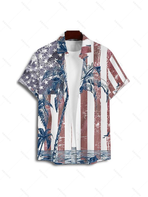 Independence Day Family Outfit American Flag Pattern Spaghetti Strap Dress and Roll Up Men and Boy Shirt Drawstring Shorts Patriotic Outfit - multicolor A S | US 4