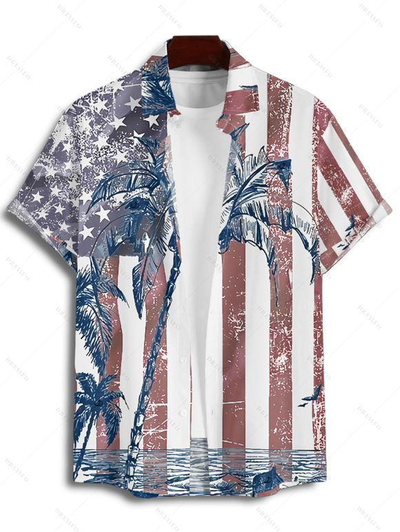 Independence Day Family Outfit American Flag Pattern Spaghetti Strap Dress and Girl Dress Roll Up Shirt Drawstring Shorts Patriotic Outfit - multicolor A S | US 4