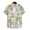 Chemise de vacances à motif floral et feuilles de citron pour homme, boutonnée, retroussée, manches courtes, décontractée - Vert 5XL