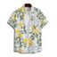Chemise de vacances à motif floral et feuilles de citron pour homme, boutonnée, retroussée, manches courtes, décontractée - Vert 5XL