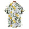Chemise de vacances à motif floral et feuilles de citron pour homme, boutonnée, retroussée, manches courtes, décontractée - Vert 5XL