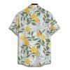 Chemise de vacances à motif floral et feuilles de citron pour homme, boutonnée, retroussée, manches courtes, décontractée - Vert 5XL