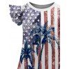 Girls Dress American Flag Pattern Independence Day Dress Star Striped Print Short Flutter Sleeve Mini Patriotic Kid Dress - multicolor A 160