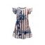 Girls Dress American Flag Pattern Independence Day Dress Star Striped Print Short Flutter Sleeve Mini Patriotic Kid Dress - multicolor A 160