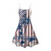 Independence Day Couple Outfit American Flag Pattern Spaghetti Strap A Line Dress and Roll Up Sleeve Shirt Drawstrings Shorts Patriotic Matching Outfit - multicolor A S | US 4