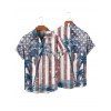 Independence Day Couple Outfit American Flag Pattern Spaghetti Strap A Line Dress and Roll Up Sleeve Shirt Drawstrings Shorts Patriotic Matching Outfit - multicolor A S | US 4