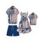 Independence Day Family Outfit American Flag Pattern Spaghetti Strap Dress and Roll Up Men and Boy Shirt Drawstring Shorts Patriotic Outfit - multicolor A S | US 4