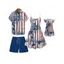 Independence Day Family Outfit American Flag Pattern Spaghetti Strap Dress and Girl Dress Roll Up Shirt Drawstring Shorts Patriotic Outfit - multicolor A S | US 4
