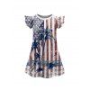 Independence Day Family Outfit American Flag Pattern Spaghetti Strap Dress and Girl Dress Roll Up Shirt Drawstring Shorts Patriotic Outfit - multicolor A S | US 4