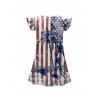 Independence Day Family Outfit American Flag Pattern Spaghetti Strap Dress and Girl Dress Sleeve Shirt Drawstring Shorts Patriotic Outfit - multicolor A S | US 4
