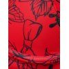 Beach Couple Outfit Rose Butterfly Print Underwire Crisscross Bathing Costume and Button Up Shirt Matching Outfit - Rouge S | US 4