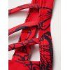 Beach Couple Outfit Rose Butterfly Print Underwire Crisscross Bathing Costume and Button Up Shirt Matching Outfit - Rouge S | US 4