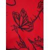 Beach Couple Outfit Rose Butterfly Print Underwire Crisscross Bathing Costume and Button Up Shirt Matching Outfit - Rouge S | US 4