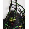 Beach Couple Outfit Galaxy Mushroom Skull Print Crisscross Spaghetti Strap Triangle Bottom Bathing Suit and Button Up Shirt Gothic Matching Outfit - Noir S | US 4