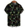 Beach Couple Outfit Galaxy Mushroom Skull Print Crisscross Spaghetti Strap Triangle Bottom Bathing Suit and Button Up Shirt Gothic Matching Outfit - Noir S | US 4