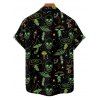 Beach Couple Outfit Galaxy Mushroom Skull Print Crisscross Spaghetti Strap Triangle Bottom Bathing Suit and Button Up Shirt Gothic Matching Outfit - Noir S | US 4