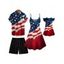 Independence Day Family Outfit American Flag Pattern Spaghetti Strap Dress and Girl Dress Roll Up Sleeve Shirt Drawstring Shorts Patriotic Outfit - multicolor S | US 4