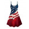 Independence Day Family Outfit American Flag Pattern Spaghetti Strap Dress and Girl Dress Roll Up Sleeve Shirt Drawstring Shorts Patriotic Outfit - multicolor S | US 4