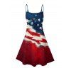 Independence Day Family Outfit American Flag Pattern Spaghetti Strap Dress and Girl Dress Roll Up Sleeve Shirt Drawstring Shorts Patriotic Outfit - multicolor S | US 4