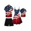 Independence Day Family Outfit American Flag Pattern Spaghetti Strap Dress and Roll Up Sleeve Men and Boy Shirt Drawstring Shorts Patriotic Outfit - multicolor S | US 4