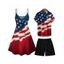 Independence Day Couple Outfit American Flag Pattern Spaghetti Strap A Line Tank Dress and Roll Up Sleeve Shirt Drawstrings Shorts Patriotic Matching Outfit - multicolor S | US 4