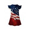 Girls Dress American Flag Pattern Independence Day Dress Star Striped Print Short Flutter Sleeve A Line Mini Patriotic Kid Dress - multicolor 160