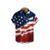 Boy's American Flag Pattern Independence Day Shirt Star Striped Print Button Up Roll Up Short Sleeve Patriotic Kid Shirt - multicolor 160
