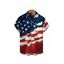 Boy's American Flag Pattern Independence Day Shirt Star Striped Print Button Up Roll Up Short Sleeve Patriotic Kid Shirt - multicolor 160