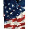 Boy's American Flag Pattern Independence Day Shirt Star Striped Print Button Up Roll Up Short Sleeve Patriotic Kid Shirt - multicolor 160