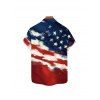 Boy's American Flag Pattern Independence Day Shirt Star Striped Print Button Up Roll Up Short Sleeve Patriotic Kid Shirt - multicolor 160
