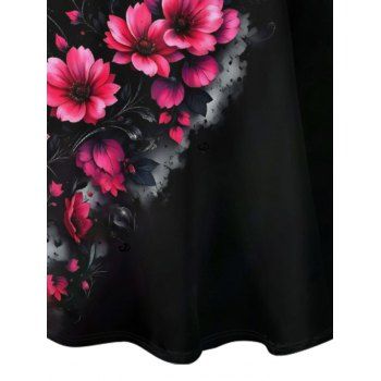 Floral Pattern Gothic Dress Spaghetti Strap V Neck A Line Mini Casual Tank Dress