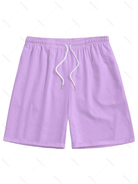 Hawaii Couple Outfit Tropical Plant Print Spaghetti Strap Dress Cinched Tankini Swimsuit and Roll Up Sleeve Shirt Drawstring Shorts Beach Matching Outfit - LIGHT PURPLE S | US 4