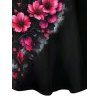 Robe gothique à motifs floraux, bretelles spaghetti, col en V, coupe trapèze, mini-robe décontractée - Noir XXXXXL | US 20